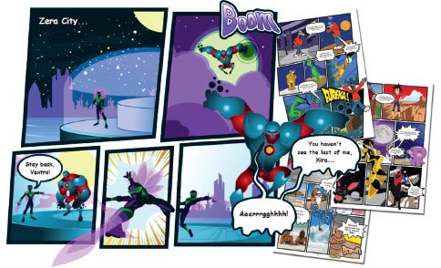 Finished comic pages made with Comic Creator